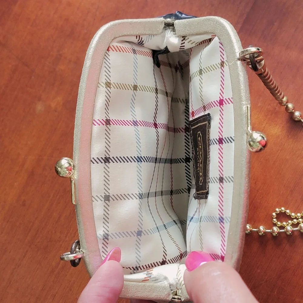 Rare Coach Legacy Patchwork Leather Framed French Purse Ball Chain Crossbody - Picture 15 of 16